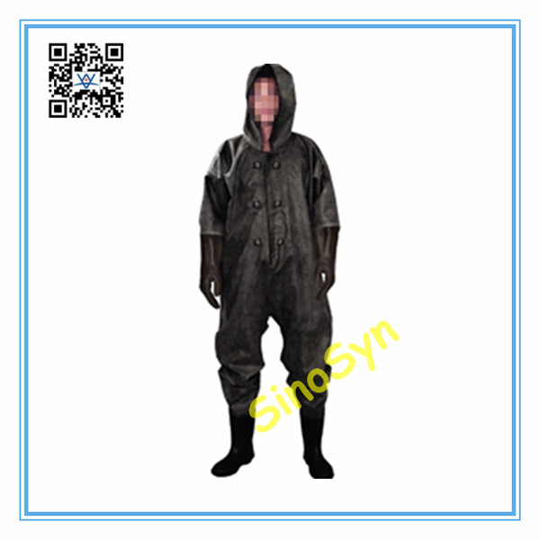 FQ1713 Knit Fabric Rubber Closed Coverall Underwater Fishery Mens Safty Protective Overall Suits with PVC White Waterproof Boots